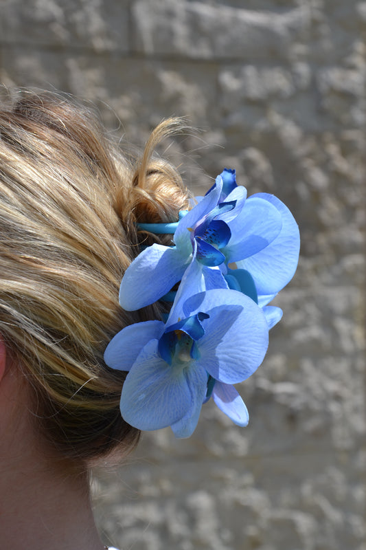 Blaue Orchideen Haarklammer